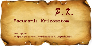 Pacurariu Krizosztom névjegykártya